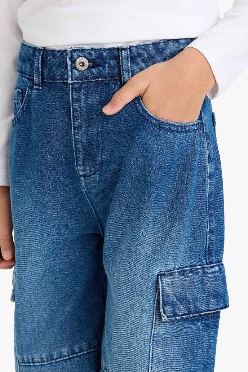 DeFacto Blue Boy Boy Wide Leg Straight Leg Jeans Casual - Image 4